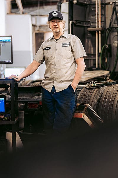 Man working on truch