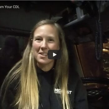 Thumbnail of female truck driver sitting in cab of truck talking about what it's like to earn your CDL